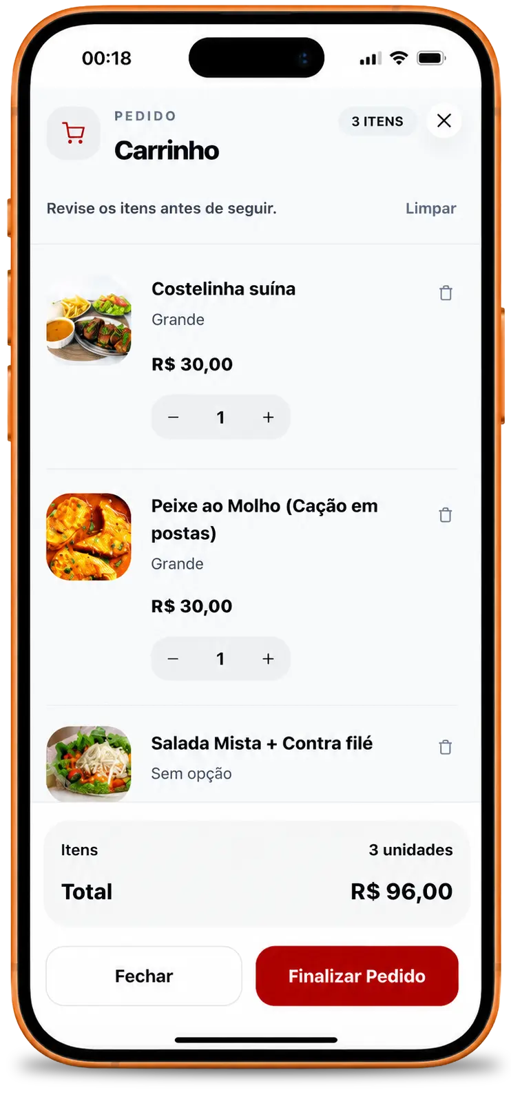 Mockup temporário da operação de pedidos e entregas